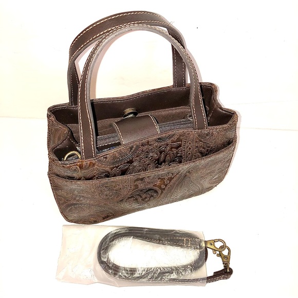Madison Studio Brown Paisley Embossed Vegan Faux Leather Mini Bag - Picture 2 of 8